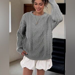 Blue Cable Knit Vintage Sweater